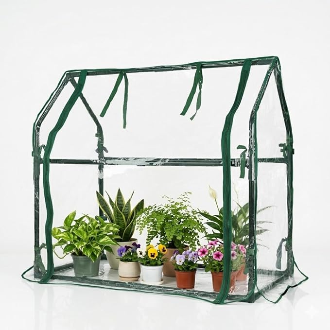 Gardzen Mini Greenhouse Heavy Duty Portable Green House Clear Tent Indoor or Outdoor for Plants 36.2”(L) x18.9”(W) x33.3”(H)