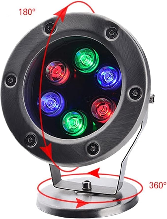 Underwater Pond Spotlight - Rotating Outdoor Spotlight 12V IP68 Waterproof RGB Garden Spotlights Adjustable Ground Lighting Floor Lamp/Underwater Light/LED UnGreen 3W