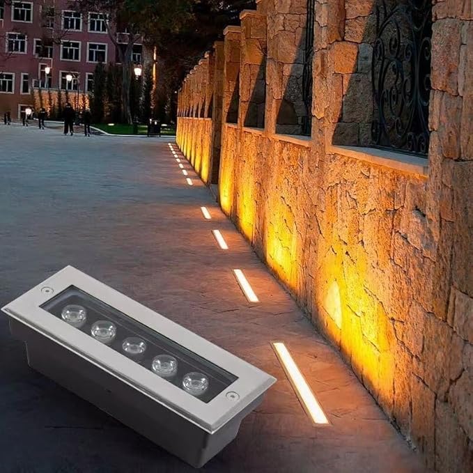 LED Underground Light - Outdoor Landscape Lamp Recessed LED Decking Lights Long Strip Ground Light Ip67 Waterproof Spotlight Simple and Modern Step DecoratiRed-6w