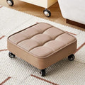 Low Rolling Stool Upgrade Widen Roller Seat 360 Bearing Wheels Soft PU Leather Short Rooling Stools for Home Garden Office (Gray1 One Size) (Khaki One Size)