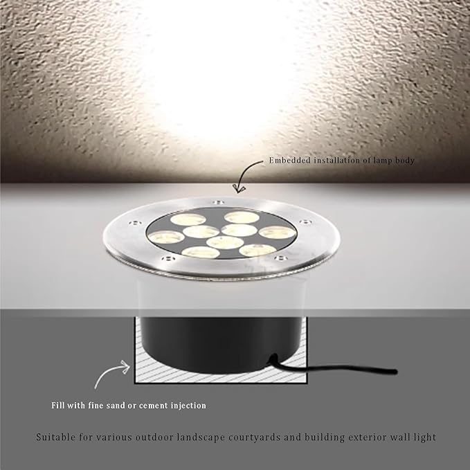LED Landscape Lights Outdoor Ground Light AC85-265V IP66 Waterproof Recessed Underground Light for Park Bridge Garden Path Walkway Buried Lights(White24W)