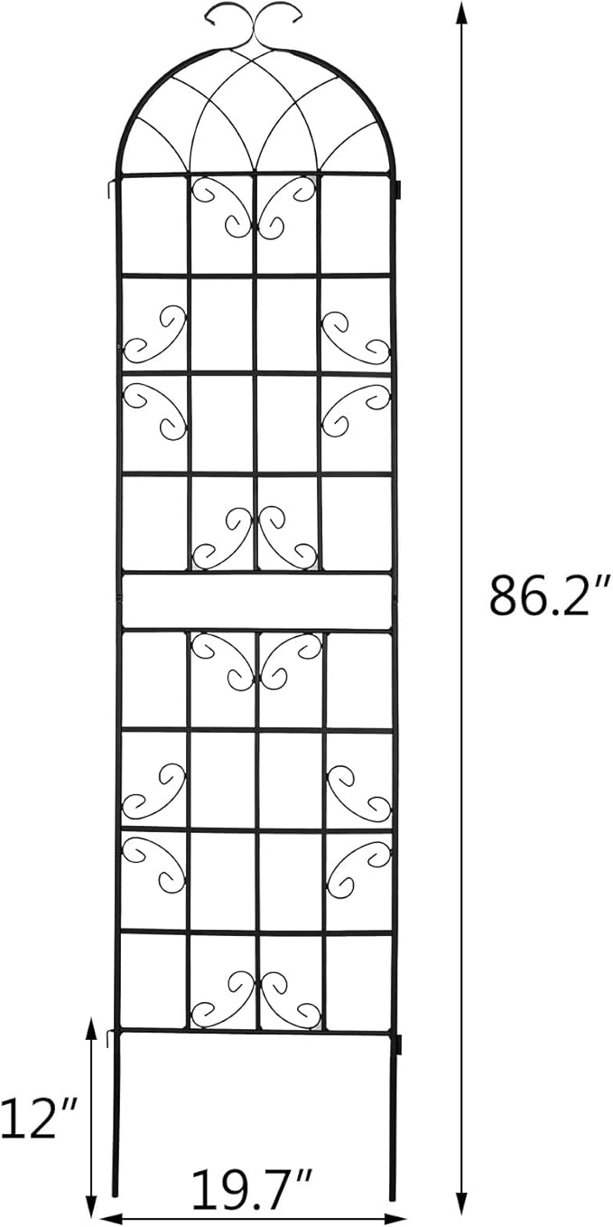 4 Pack 86.2x19.7in Metal Garden Trellis for Climbing PlantsBlack Metal Garden Trellis for Vines Plant Rose Vegetable SupportLarge Decorative Outdoor Trellis