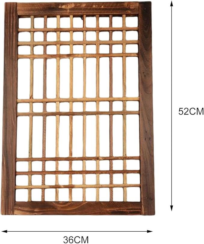 Window Frame Wooden Window Pane Wall Art Garden Trellis Lattice Deck Rustic Wood Material Lightweight Hanging Easy Maintenance Suitable for Farmhouse 52cmx36cm