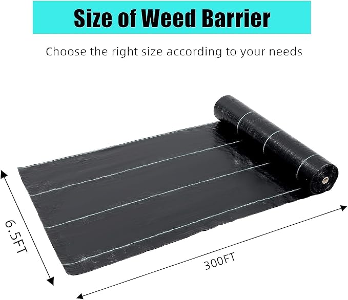 6.5ft x 300ft Premium 3oz Pro Garden Weed Barrier Landscape Fabric Durable &amp Heavy-Duty Weed Block Gardening Mat Easy Setup &amp Superior Weed Control Eco-Friendly &amp Convenient Design