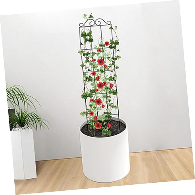 VOSAREA 4pcs Metal Climbing Plant Bracket Trellis Support for Vines Potted Plants Garden Indoor Outdoor 50x15cm Black Climbing Vine Frame