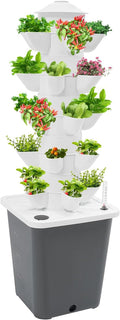 Hydroponic Growing System(No Seedlings Included) 25-Pod Hydroponic System12V 3W Outdoor Indoor Vertical Garden Home Gardening System for Indoor Herbs and Vegetables (Grey)