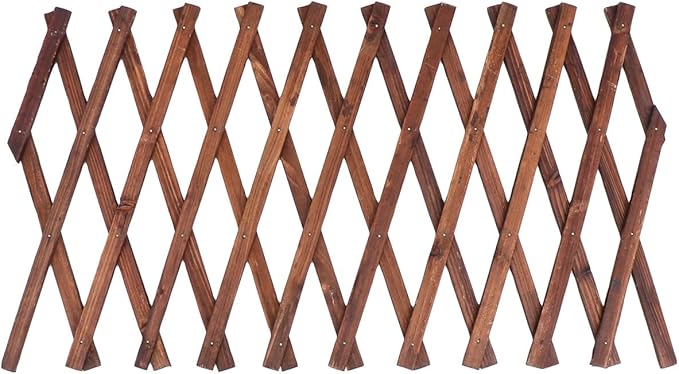 SUPVOX Expandable Carbonized Anti-Corrosion Wood Plant Bracket Trellis for Climbing Plants 44cm X 28cm X 0.7cm Outdoor Balcony Garden Climbing Support Frame