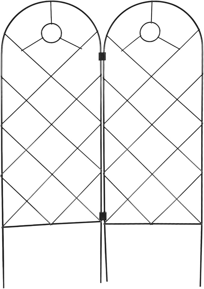 2pcs Iron Plant Climbing Frame and Garden Trellis Support for Outdoor Potted Flowers Sturdy Vine Climbing Rack Foldable Design for Vegetable and Orchid Growing