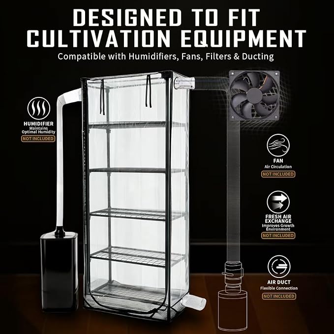 Mushroom Grow Tent Martha Tent for Mushrooms Growing kit Small Greenhouse Indoor Mushrooms Growing Supplies Mini Greenhouse Indoor Grow Cabinet Including Trays (Mushroom Grow Tent)