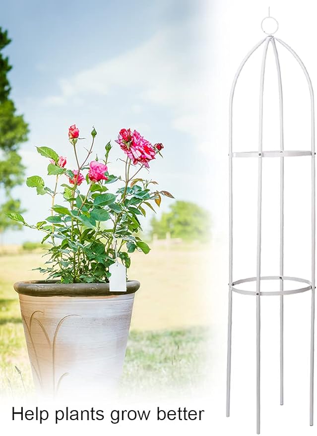 Garden Trellis for Climbing Plants Tower Obelisk Garden TrellisEuropean Iron Flower StandTall Plant Support Vine Supports Plant TowerOutdoor Flower Garden Support Rack (Medium