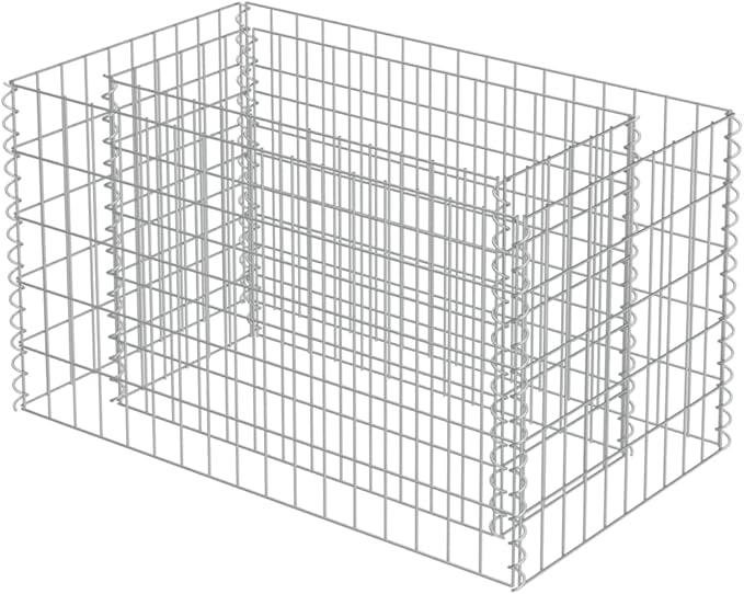 Galvanized Steel Gabion Planter Raised Bed Outdoor Garden Galvanized Steel Wire Mesh Grid Stone Wall Flower Raised Bed for Vegetables Flowers Plants 35.4x19.7x19.7