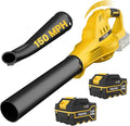 Leaf Blower Cordless with 2X 4.0Ah Batteries and Charger 150MPH Lightweight Cordless Blower 3 Speeds Small Electric Leaf Blowers for Lawn Care Patio Yard Leaves Grass Dust (Yellow)
