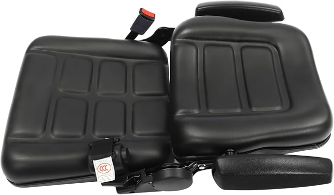 Universal Forklift Seat Forklift Seat with Automatic Safety Belt &amp Armrests Foldable Lawn Mower Seat with Pre-Drilled Holes for Garden Excavator Bulldozer Trencher (D)