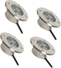 4Pcs Outdoor Buried Lights - Round Led Landscape Lights 3W Ip67 Waterproof Led Underground Well Light Stainless Steel Underground Spotlight Recessed Garden Decorative -Yellow Light-12V