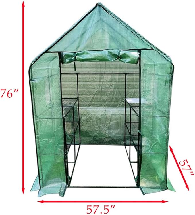 Garden Winds Custom Fit Replacement Cover Compatible with The Ohuhu Y21-80401-13 4.8' x 4.8' Portable Walk in Instant Pop Up Greenhouse Zipper Entry Door Mesh Side Windows - PE Fabric - Green