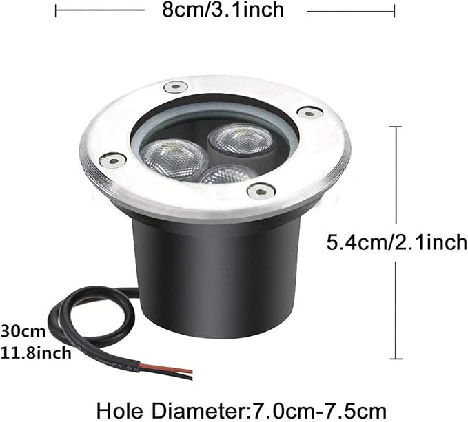 4 Pack LED Landscape Lights - 3W Low Voltage Ground Well Light DC 12V/24V Pathway Lights 300LM Warm White 3500K Water-Resistant LED Outdoor Spotlights for DrivewayYellow-24v(3w)