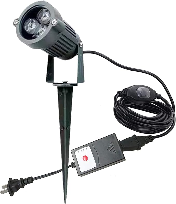 Kiven Outdoor Landscape Plug-in LED Lighting with Timer Function 3W Waterproof Yard Lights COB Led Spotlights with Spiked Stand for Lawn Decorative Lamp IP65 Indoor Wall Light 6000K