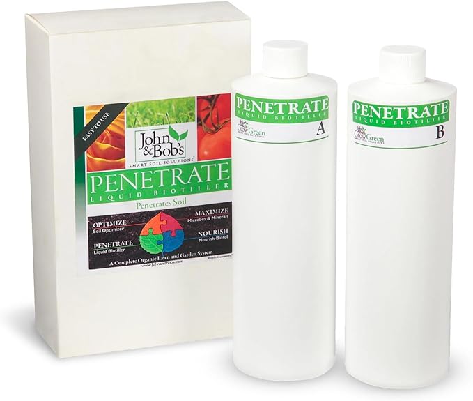 John&ampBob’s Penetrate Liquid Biotiller | Organic Clay Soil Treatment Break up Hard &amp Clay Soil Pet Safe 8oz. (1000 sq. ft.)