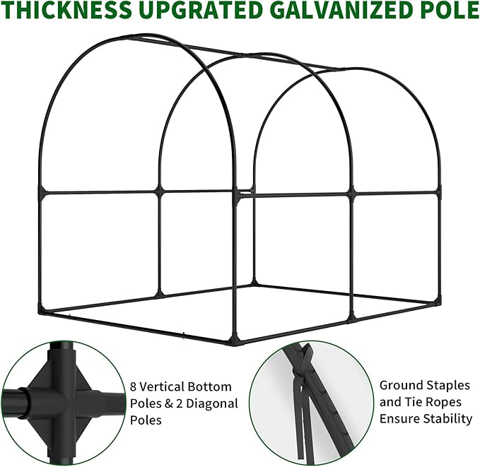 Greenhouse for Outdoor - Walk in Greenhouse with Ventilated Mesh Windows Heavy Duty Metal Frame Weatherproof Cover Roll Up Door Large Plant Garden Hot House for Plants Seedlings - 8.2x6.6x6.6 ft