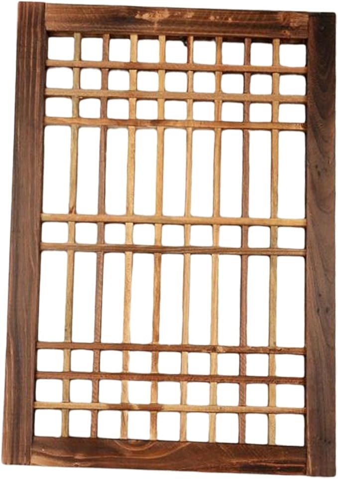 Window Frame Wooden Window Pane Wall Art Garden Trellis Lattice Deck Rustic Wood Material Lightweight Hanging Easy Maintenance Suitable for Farmhouse 52cmx36cm