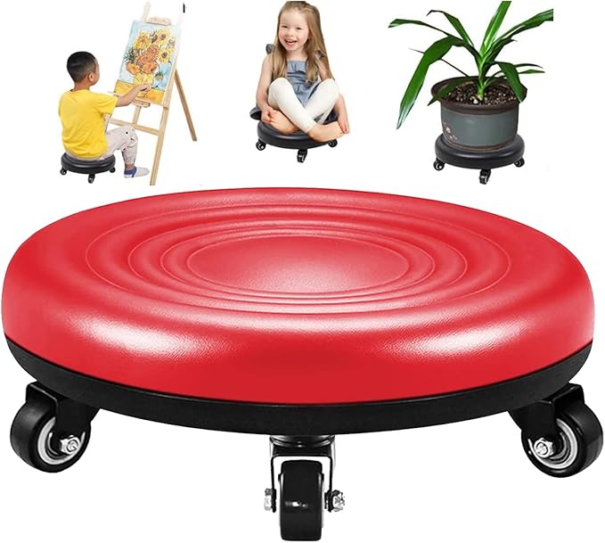Pedicure Stool Low Rolling Stool for Pedicure Small Stool with Wheels to Sit On for Shop Garage Garden Portable Short Rolling Stool
