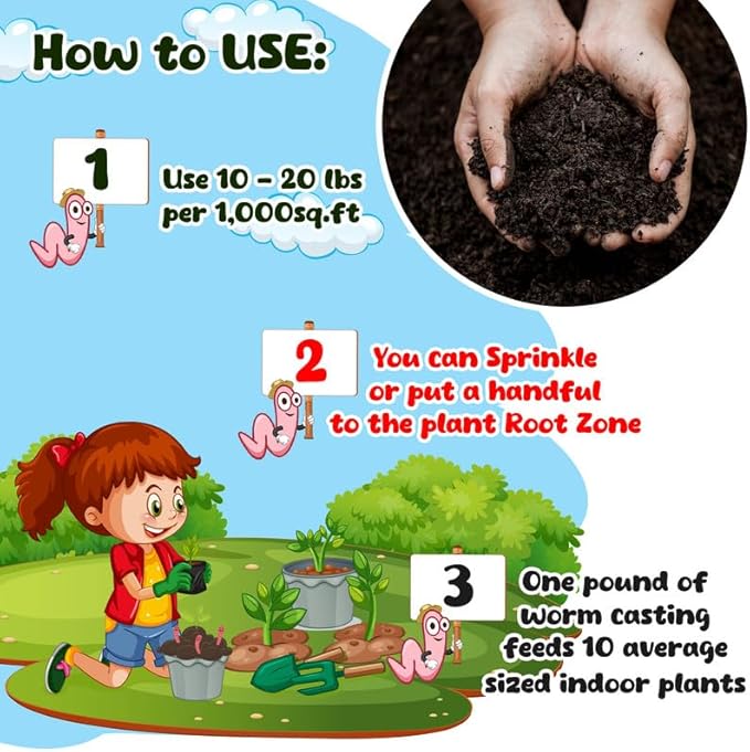 Organic Worm Castings For Plants 10 Lb - Vermicast from Red Worms for Composting - Soil Amendments &amp Gardening Soil for Outdoor Vegetables - Fine &amp Crumbly Worm Castings for Indoor Plants