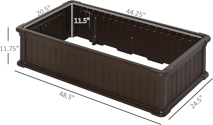 Outsunny 48 x 24 x 12 Raise Garden Bed Planter Box Above Ground Garden for Flowers Herb Vegetables with Easy Assembly Brown