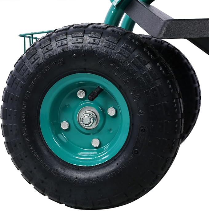Garden Seat with Wheels Outdoor Garden Stool with Adjustable 360° Swivel Seat and Tool Tray Heavy Duty Rolling Garden Cart for Planting Gardening Scooter for Lawn Yard PatioGreen