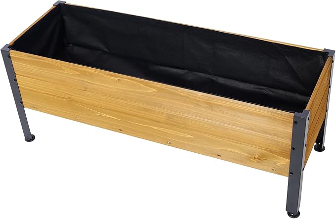 Outdoor Wood Garden Planter Box Raised Bed for Plants Elevated Herbs Vegetables Flowers