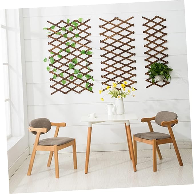POPETPOP Climbing Plant Support Trellis Expandable Willow Fence Garden Trellis Panel Carbonized Wood for Outdoor Plants