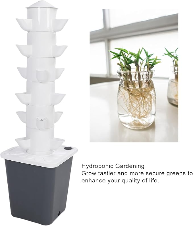 TOPINCN 18 Pots Hydroponics Tower System Vertical Hydroponic Growing System for Fruits Vegetables Space Saving Garden Planter Hydroponic Tower with 10L Watertank for Indoor and Outdoor