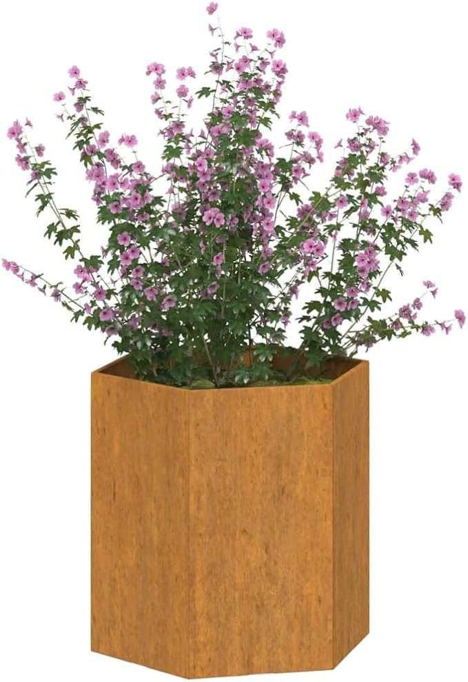 Rusty Corten Steel Square Planter 15.7 inch Outdoor Decorative Metal Planter Box for Garden Weathered Finish Raised Garden Bed for Plants
