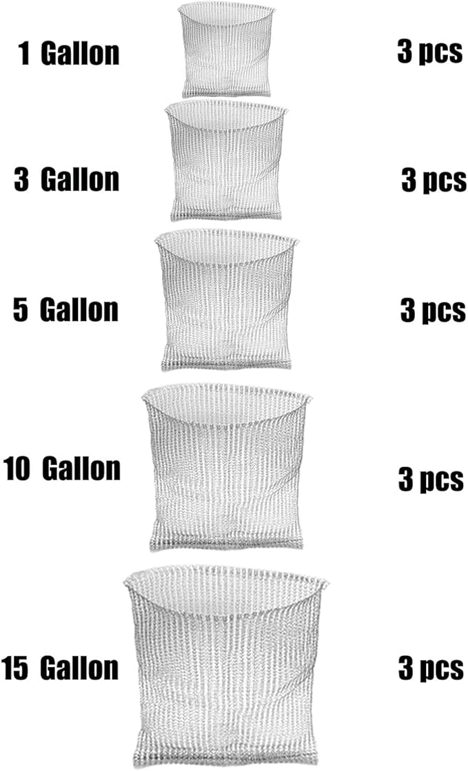 15 Pcs Multi-Size Mixed Pack Gopher Wire Speed Baskets 304 Stainless Wire Baskets for Plant Root Protection Knitted Stainless Steel Mesh(1351015 Gallon)
