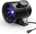 iPower 6 Inch 300 CFM Ventilation Booster Fan with Grounded Power Cord Quiet Inline Duct Exhaust Blower for HVAC in Grow Tent Basements Bathrooms Black