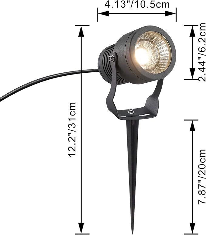 Kiven IP65 Waterproof LED Landscape Clamp Light LED Decorative Spotlight Lamp with Plug-in Cord and Timer for Indoor Outdoor Yard Garden Step Statue (10W Cool White)