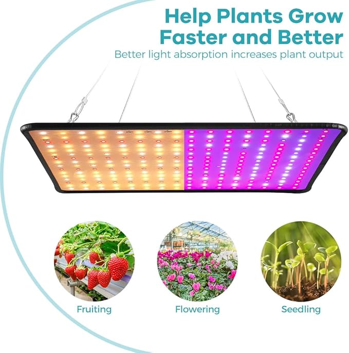 2PCS 2000W Growth Light for Indoor Plants 256Leds Grow Light Full Spectrum Plant Growing Lamp for Indoor Cultivation Greenhouse Grow Tent Hydroponics with Dimmable Lights Levels US Plug with Hook