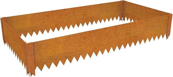 Cor-Ten Steel Raised Planter with Rust Patina Finish Pre-Rusted Cor-Ten Raised Garden Bed Kit2FT x 2FTx 8IN