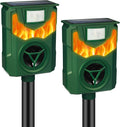 2 Pack 2025 Solar Ultrasonic Repellent Outdoor Deer Repellent Devices with Motion Detection Cat Squirrel Rabbit Deterrent for Yard Waterproof Animal Deterrent Light for Skunk Racoon Rodent Dog Mole