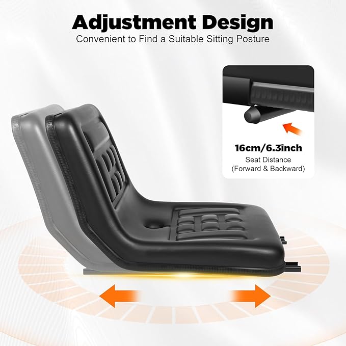 Universal Forklift Seat Garden Lawn Mower Seat PVC Tractor Seat Excavator Seat 0-6.3 Adjustable Waterproof Scratch-Resistant Replacement Seats Fits Excavator Backhoe Dozer Telehandler