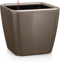 Lechuza Quadro LS 50 Shiny Taupe High Gloss Self-Watering Large Square Planter H18.5 L19.7 W19.7 in