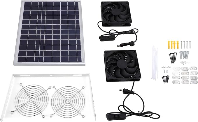 Solar Powered Exhaust Fan Solar Panel Fan with Water Proof Kit Energy Saving Ventilation for Greenhouse Shed Pet House