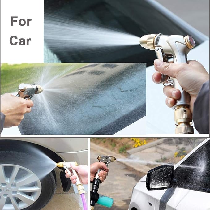 FANHAO Upgraded Garden Hose Nozzle Sprayer 100% Heavy Duty Metal Handheld Water Nozzle High Pressure in 4 Spraying Modes for Watering Plants and Lawn Car Washing Patio and Pet