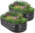 Galvanized Raised Garden Bed Outdoor - 4x2x1FT (2 Pack) Metal Garden Planter Box with Safety Edging and Gloves Raised Bed for Gardening Vegetables Fruits and Flowers - Grey