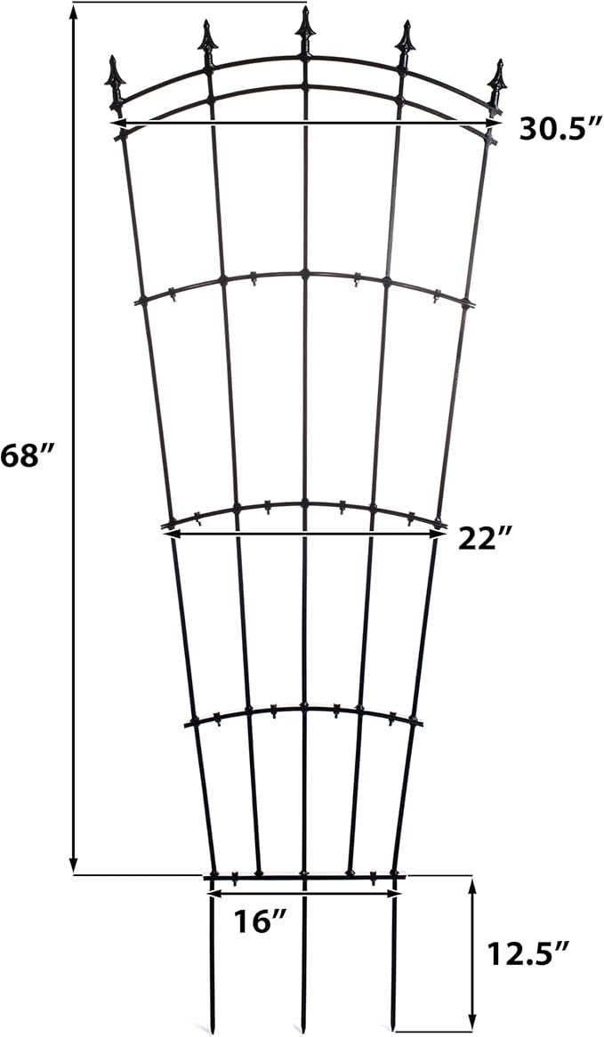 H Potter Metal Garden Trellis for Climbing Plants Black Finish Fan Design Wrought Iron