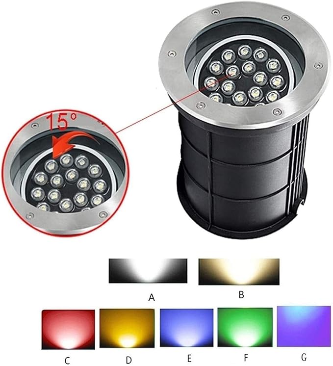 LED Garden Landscape Light - IP67 Waterproof Buried Lamp Gardens 85-265V Recessed Floor Light Adjustable Angle Underground Light High Brightness In Ground LED Lights(Warm White Light15w)