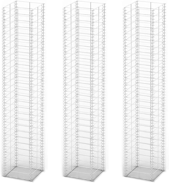 Gabion Set 3 pcs Galvanized Wire 9.8x9.8x59 Gabion Raised Bed Gabion Cages Basket Steel Woven Gabion Net for Backyard Garden