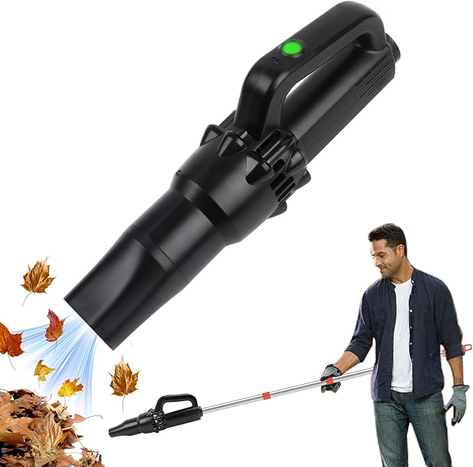 Cordless Leaf Blower with Long Handle - 60 Lightweight Electric Air Broom Blower with 2 Speed Modes for Blowing Leaves Dust and Debris Mini Leaf Blowers for Small Lawn Yard Patio and Corner