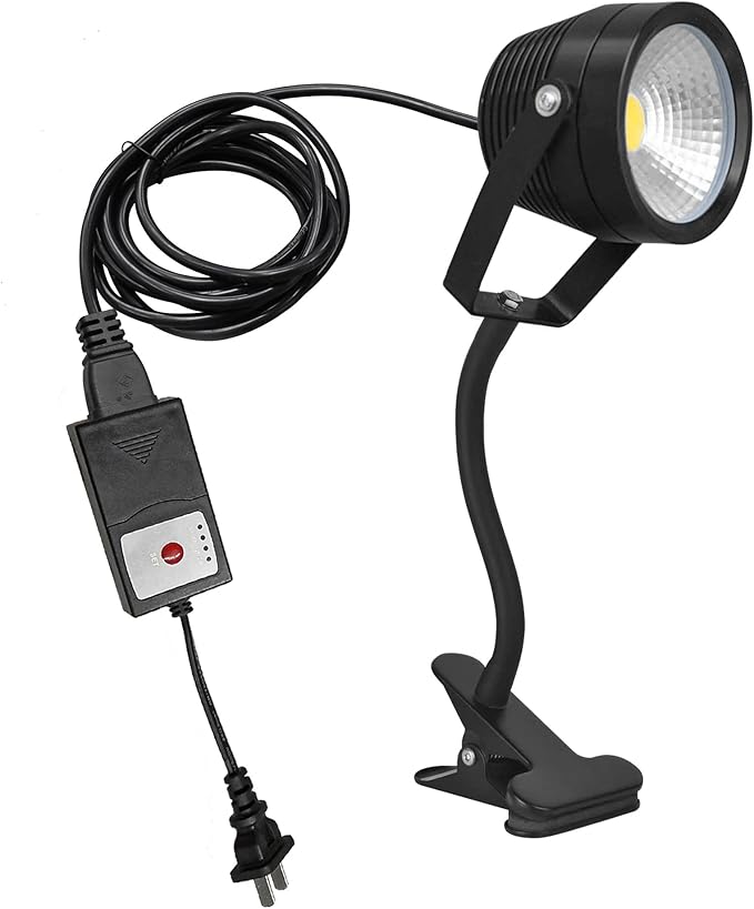 Kiven IP65 Waterproof LED Landscape Up Down Ligh Black Decorative Spotlight with Plug-in Cord and Timer for Indoor Outdoor Yard Plants Advertising Board LED Lawn Light (5W Yellow Light)