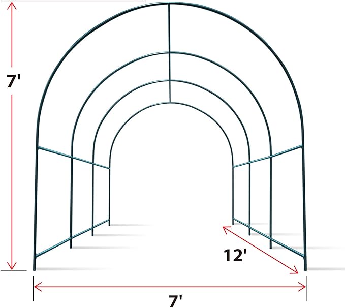 Strong Camel Greenhouse Replacement Frame for Outdoor Larger Hot Garden House  Support Arch Frame Climbing Plants/Flowers/Vegetables (12'X7'X7' Frame)