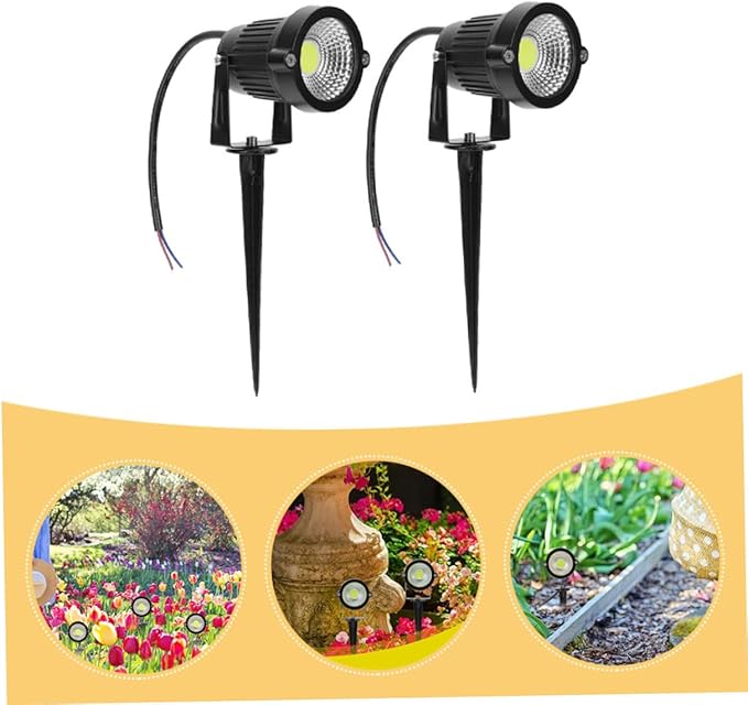 Homoyoyo 2pcs Cob Outdoor Spotlights Led Lawn Lights for Garden and Decoration Landscape Lighting Simple Installation Rated for Weather Use